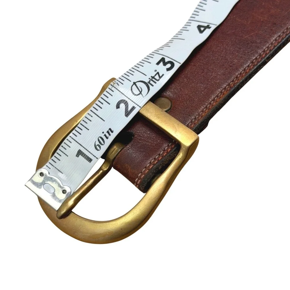 VTG North‎ & Judd Anchor Brand Brass Buckle Western Belt 38 Leather Patina 70s